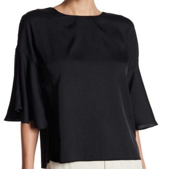 🧚♂️Catherine Malandrino Black Flutter Sleeve Top Small - Picture 1 of 11